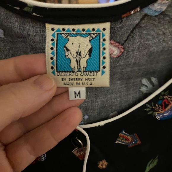 Vintage Desert West by Sherry Holt Black Dress Medium with Southwest Print - Picture 2 of 5